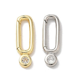 Латунные кольца с пружинными воротами из прозрачного кубического циркония, овальные, стойки покрытие, долговечный, без свинца и без кадмия