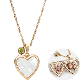 Ожерелья из нержавеющей стали с подвеской в виде сердца из натуральной белой ракушки для женщин, с круглыми подвесками из кубического циркония