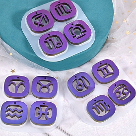 12 Constellation DIY Silicone Pendant Molds, Resin Casting Molds, for UV Resin, Epoxy Resin Jewelry Making