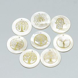 Подвески из пресноводных оболочек, покрыты железными находками, плоский круглый с рисунком смешанной формы