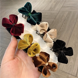 Пластиковые заколки-коготь для волос для женщин и девочек, с бархатным бантом и железной фурнитурой