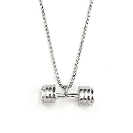 201 Stainless Steel Chain, with Zinc Alloy Pendant Necklaces, Dumbbell