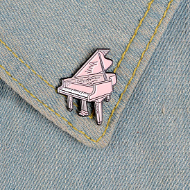 Japanese Style Piano Pin - Cute Pink Alloy Brooch for Fashionable Students