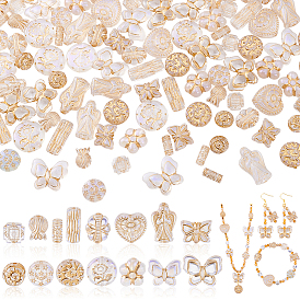 120 шт. 15 стили металлические прозрачные акриловые бусины, с золотым покрытием