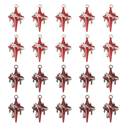 20 шт. 2 цвета, подвески из смолы из сплава, звезда, с петлей