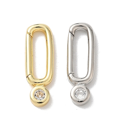 Латунные кольца с пружинными воротами из прозрачного кубического циркония, овальные, стойки покрытие, долговечный, без свинца и без кадмия