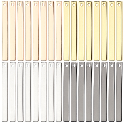 PandaHall 2 Style Elite Brass Pendants, Stamping Blank Tag, Rectangle