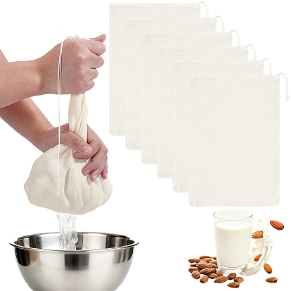 Мешочки для упаковки из хлопчатобумажной ткани, марлевые мешочки на завязках, прямоугольные