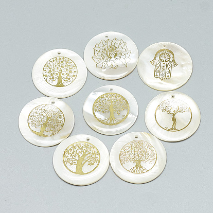 Подвески из пресноводных оболочек, покрыты железными находками, плоский круглый с рисунком смешанной формы