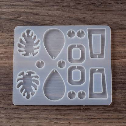 DIY Pendant Food Grade Silicone Molds, Resin Casting Molds, for UV Resin, Epoxy Resin Jewelry Makings, Monstera Leaf/Teardrop/Trapezoid