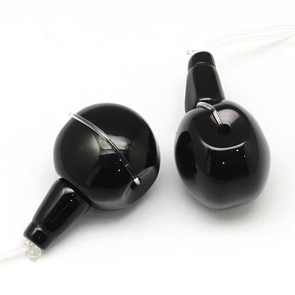 Натуральный обсидиановый драгоценный камень 3 - бусины гуру, T-просверленные бусины для изготовления буддийских ювелирных изделий