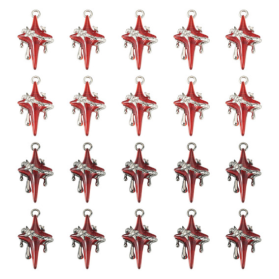 20 шт. 2 цвета, подвески из смолы из сплава, звезда, с петлей