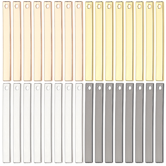 PandaHall 2 Style Elite Brass Pendants, Stamping Blank Tag, Rectangle