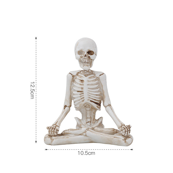 Украшение дисплея темы хэллоуина, украшения для фигуры скелета йоги, статуя скелетов йоги, медитация