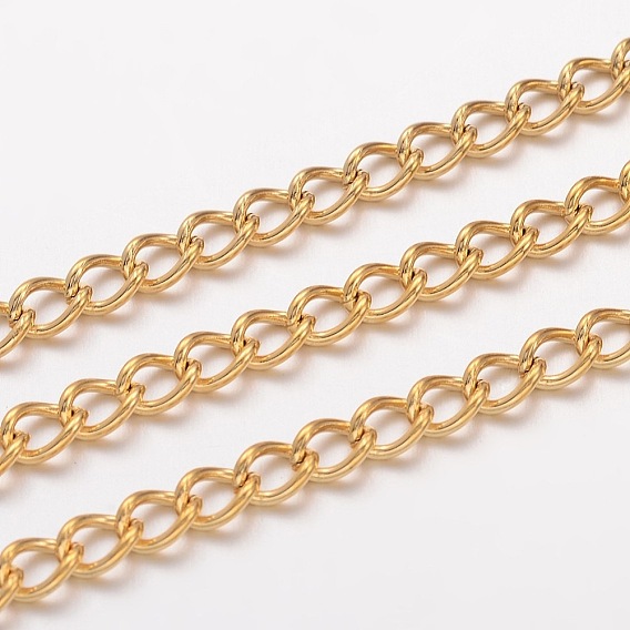 Ion Plating(IP) 304 Stainless Steel Twisted Chains, Unwelded, Curb Chains, Unwelded, with Spool