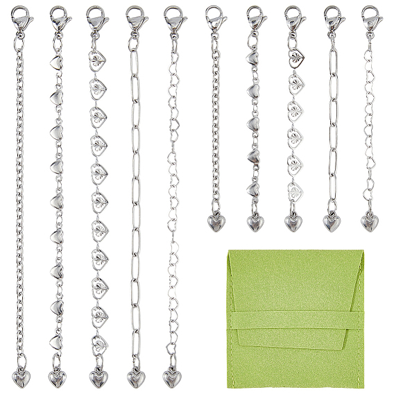 10 шт. 304 цепи из нержавеющей стали цепи-удлинители для сумок, с карабин-лобстерами 