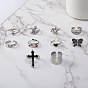 Exaggerated Drop Oil Cross Personalized Frog Peacock Butterfly Crying Ring 10-Piece Set