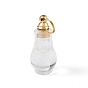 Gemstone Openable Perfume Bottle Pendants, Faceted Gourd Charm, with Golden Tone Brass Findings