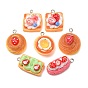Strawberry Theme Opaque Resin Imitation Food Pendants, Mixed Shapes Charms, with Platinum Iron Loop