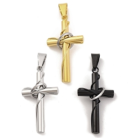 PVD Vacuum Plating 304 Stainless Steel Pendants, Cross Charm, Religion