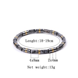 Богемные браслеты из натуральных драгоценных камней и синтетического немагнитного гематита с эластичными бусинами для женщин и мужчин., колонка и диск