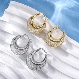 Серьги-кольца из латуни с прозрачным кубическим цирконием, без свинца и без кадмия, долговечный, стойки покрытие