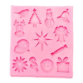 Christmas Theme Fondant Molds, Food Grade Silicone Molds, For DIY Cake Decoration, Chocolate, Candy, UV Resin & Epoxy Resin Craft Making, Mixed Shapes