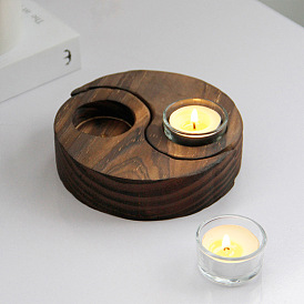Wood Split Candle Holder, Tai Ji Yin Yang Tealight Candlesticks