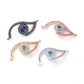 Brass Micro Pave Cubic Zirconia Links Connectors, Eye
