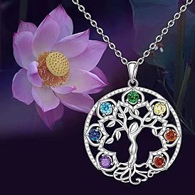 Fashionable Hollow Life Tree Pendant with Micro Inlaid Diamonds for Men and Women.