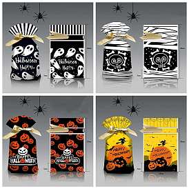 50Pcs Plastic Halloween Candy Bags, Drawstring Bags, Gift Bag Party Favors, Rectangle