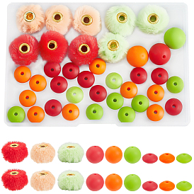 Наборы бусин для самостоятельного изготовления, включая бархатный искусственный мех кролика, европейские бусины, силиконовые фокусные шарики