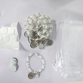 64Pcs Imitated Pearl Acrylic Bracelets Making, with Alloy Pendants and Aluminum Sheet and Organza Drawstring Bags and Sticker