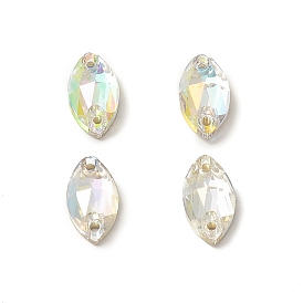 Форма глаза лошади пришить на стразах, k 5 стеклянный страз, 2-отверстие ссылка, плоская спинка с покрытием, швейные украшения