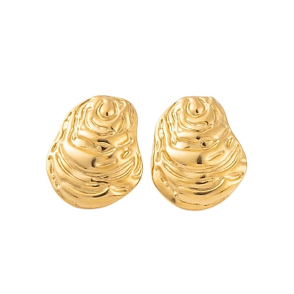 Ion Plating(IP) 304 Stainless Steel Stud Earrings for Women, Textured