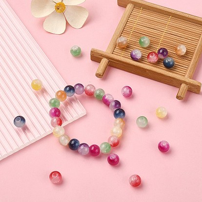 DIY Imitatin Jade Bracelet Making Kit, Including Glass Round Beads, Elastic Thread
