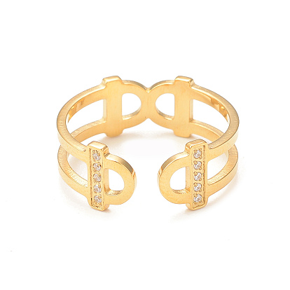 Открытое кольцо-манжета с кристаллами и стразами, ионное покрытие (ip) 304 ювелирные изделия из нержавеющей стали для женщин