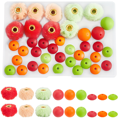 Наборы бусин для самостоятельного изготовления, включая бархатный искусственный мех кролика, европейские бусины, силиконовые фокусные шарики