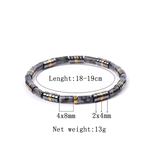 Богемные браслеты из натуральных драгоценных камней и синтетического немагнитного гематита с эластичными бусинами для женщин и мужчин., колонка и диск