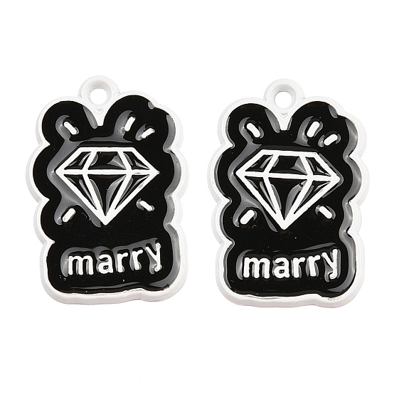 Акриловые подвески краскораспылительные, с эмалью, бриллианты со словом «жениться» очарование