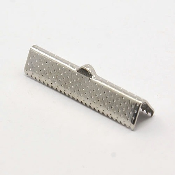 Ruban de fer embouts à écraser, rectangle, 7x30.5mm, Trou: 1mm