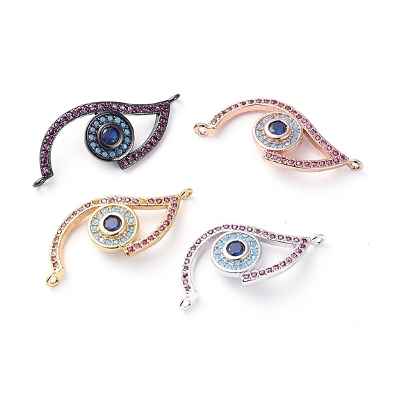 Brass Micro Pave Cubic Zirconia Links Connectors, Eye