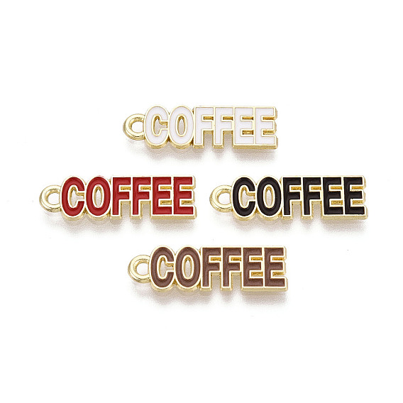 Подвески из сплава и эмали, словесные/кофейные подвески, золотые