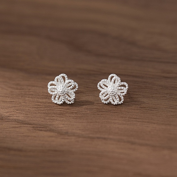 925 серьги-гвоздики из стерлингового серебра с цветком