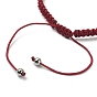 Stainless Steel Heart Charm Bracelet, Natural Mixed Gemstones Braided Adjustable Bracelet