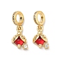 Латунные подвески-шармы в виде божьей коровки с прозрачными и красными кубическими циркониями., подвески с большими отверстиями в виде божьей коровки, стойки покрытие, долговечный, без свинца и без кадмия