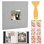 Albums photo à faire soi-même, 1 Livre porte-photocartes carré en lin, avec 1 ensemble d'autocollants en papier, pour bricolage album photo journal intime décoration de scrapbook
