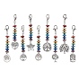 Natural Lava Rock Pendant Decorations, with Tibetan Style Alloy Pendants and Glass Seed Beads, Mixed Shapes