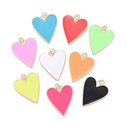 Brass Enamel Pendants, Real 18K Gold Plated, Long-Lasting Plated, Heart