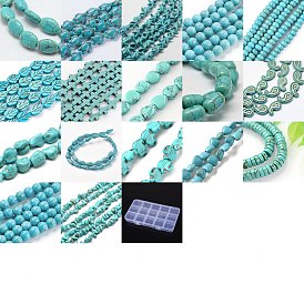 17 стильные окрашенные синтетические бирюзовые бусины, разнообразные